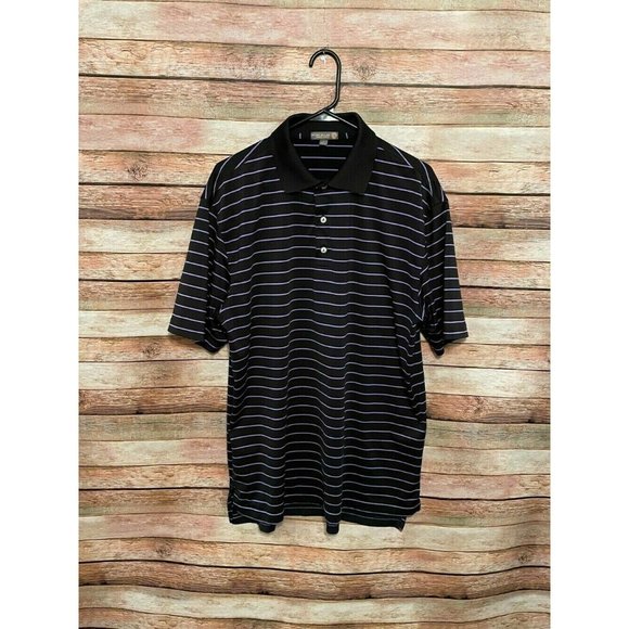 Peter Millar Other - Peter Millar Summer Comfort Black Purple Stripe Polo Shirt Golf Large